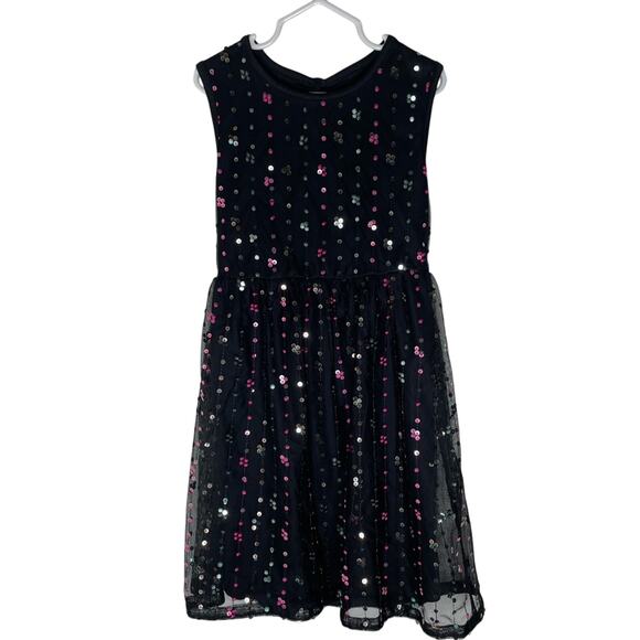 Wonder Nation Black Dress with Pink and Silver Sequins girls size 6/6x - Picture 1 of 4
